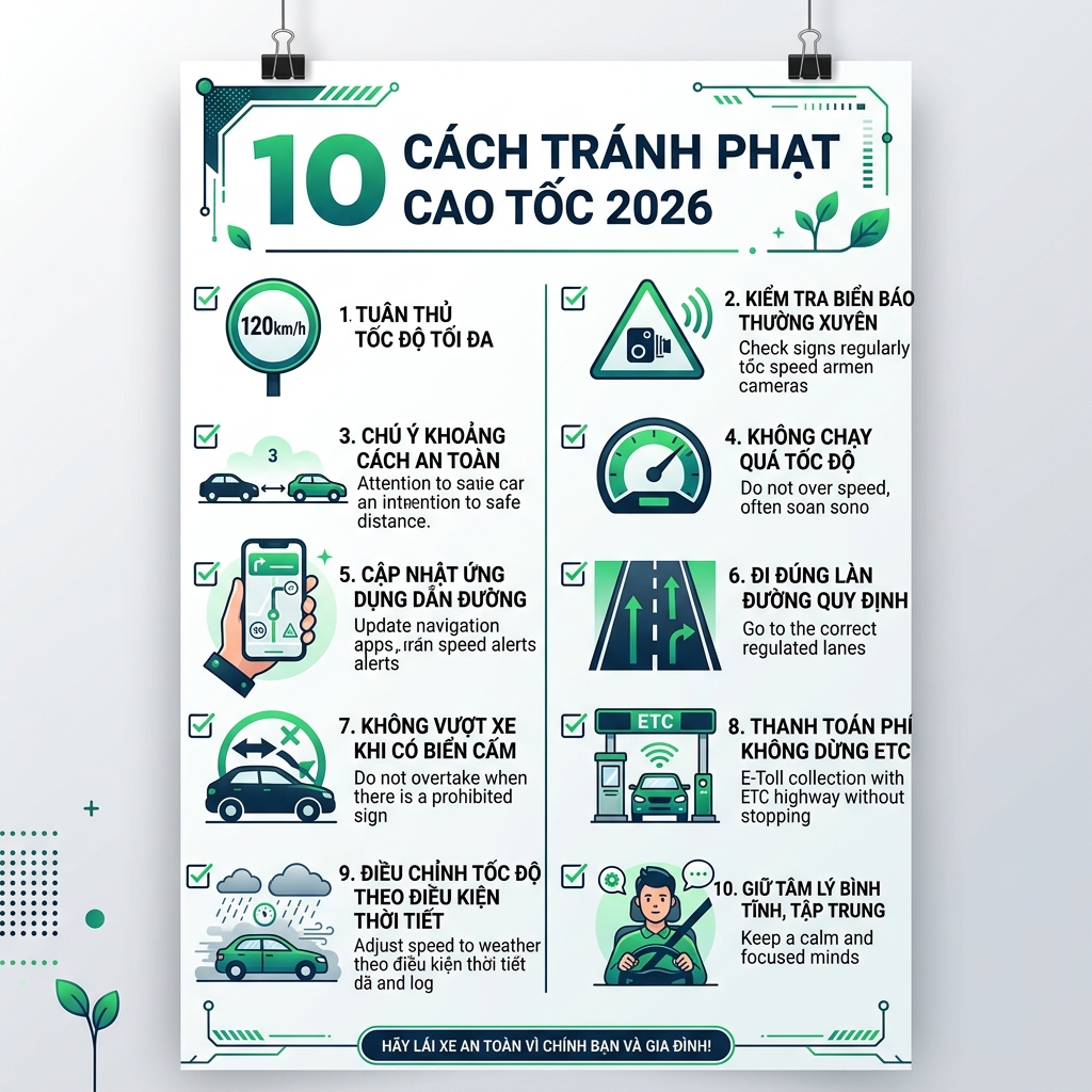 10 cách tránh phạt nguội cao tốc Việt Nam 2026 hiệu quả nhất