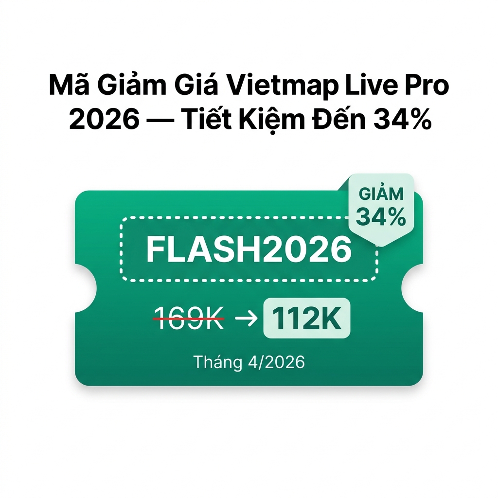 Mã giảm giá Vietmap Live Pro 2026 tiết kiệm đến 34 phần trăm